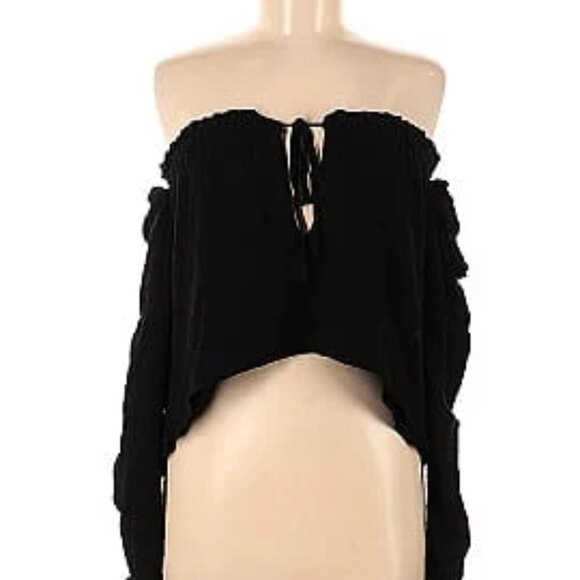 Stone Cold Fox Tops - Stone Cold Fox Revolve Cold Shoulder Black Top Size Extra Small